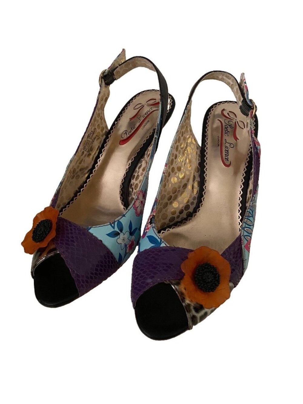 Poetic License Slingback Heels Women's 7-1/2M Passion Fruit2  Multicolor Leather